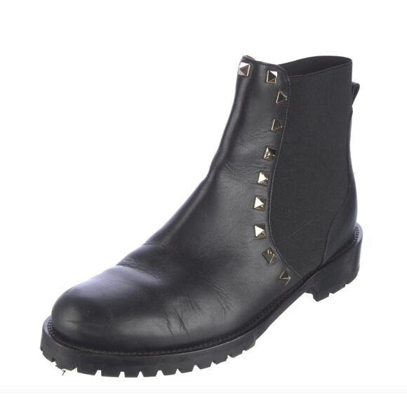 Valentino Rockstud Accents Leather Chelsea Boots - Picture 1 of 5